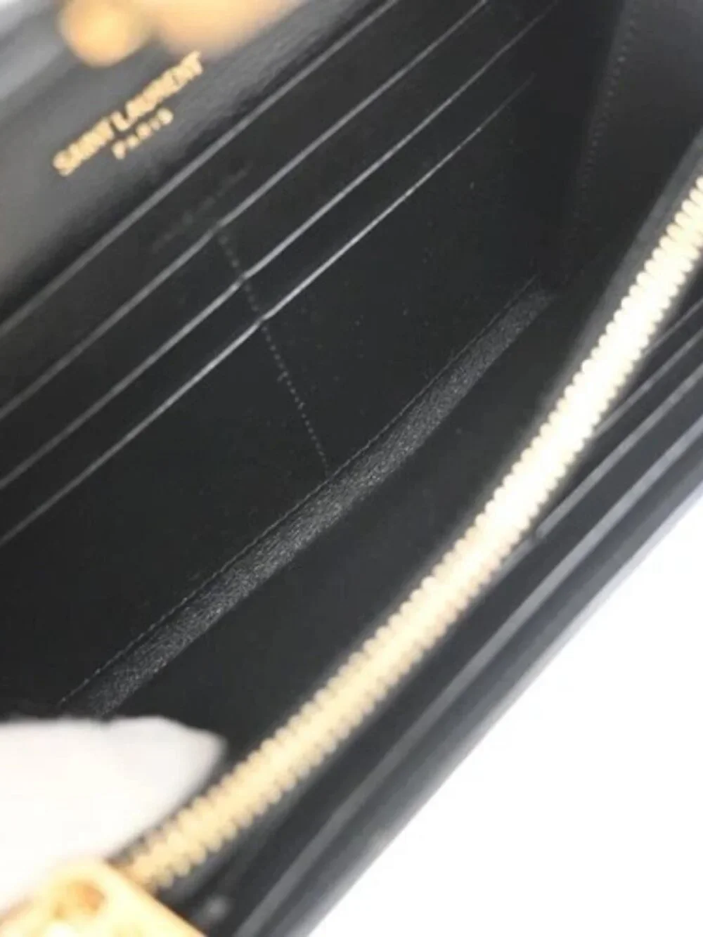 SAINT LAURENT YSL Logo Bifold Long Wallet Leather Black GHW Italy 68KP489 - Picture 11 of 16